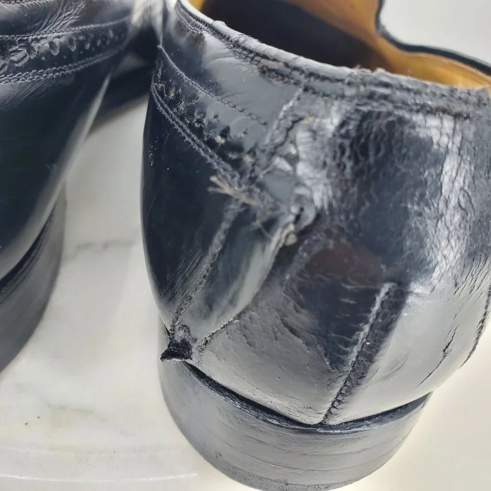 Johnston & Murphy Black Leather Slip On Men's Tassel Wingtip Dress Shoes Size 10